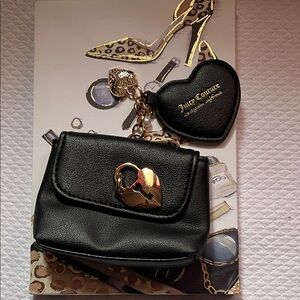 Juicy Couture Black Heart Keychain Pouch